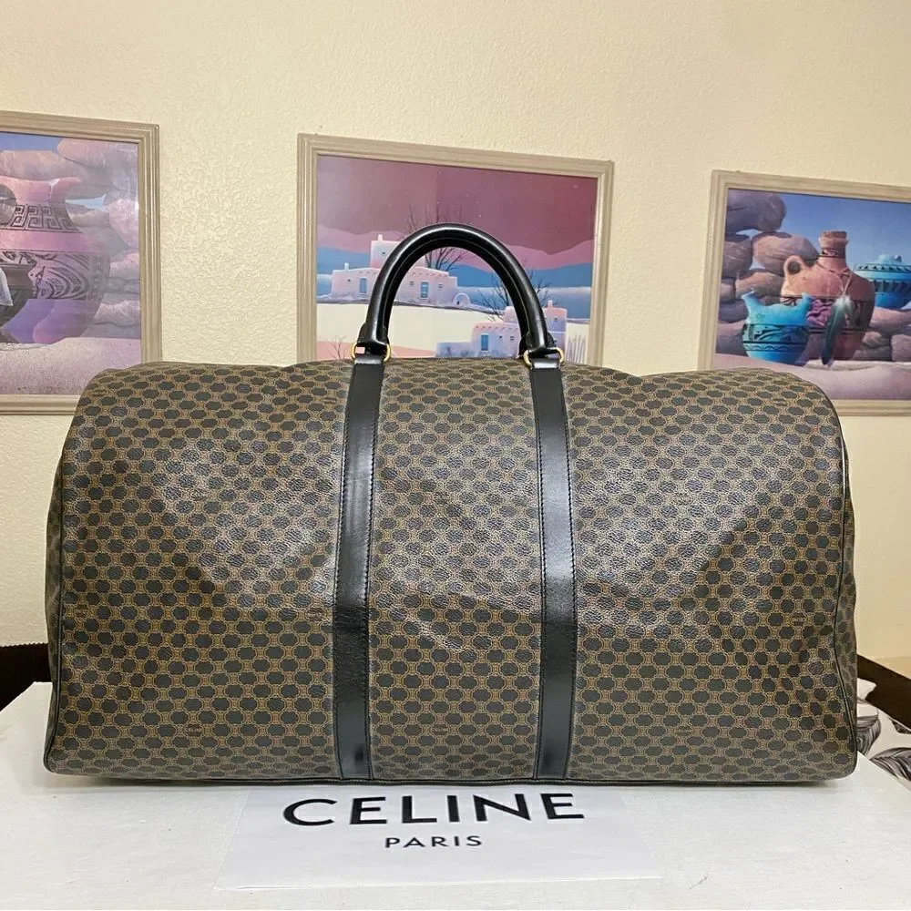 CELINE Black Brown Pvc Leather Travel Bag 🧳 MC98/2